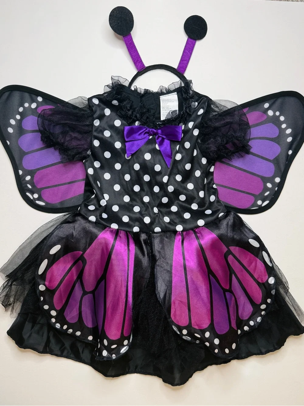 Purple Butterfly Halloween Costume Girls 2T-4T Dress Wings Antenna Set